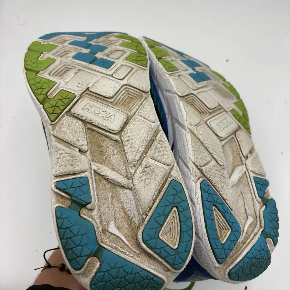Hoka One One Clifton 4 Men’s 11.5 2E Wide Blue/Green Running Shoes 1016779 TBJGR